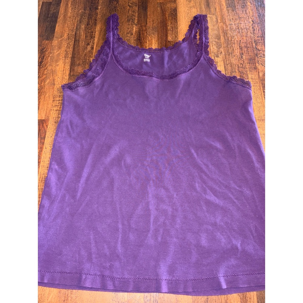 Gap Womens Purple Lace Trim Cami Tank‎ Top Stretch Scoop Neck Size L 
Y2k